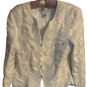 Jackie Jon New York Ivory Lace Jacket Blazer - Size 14